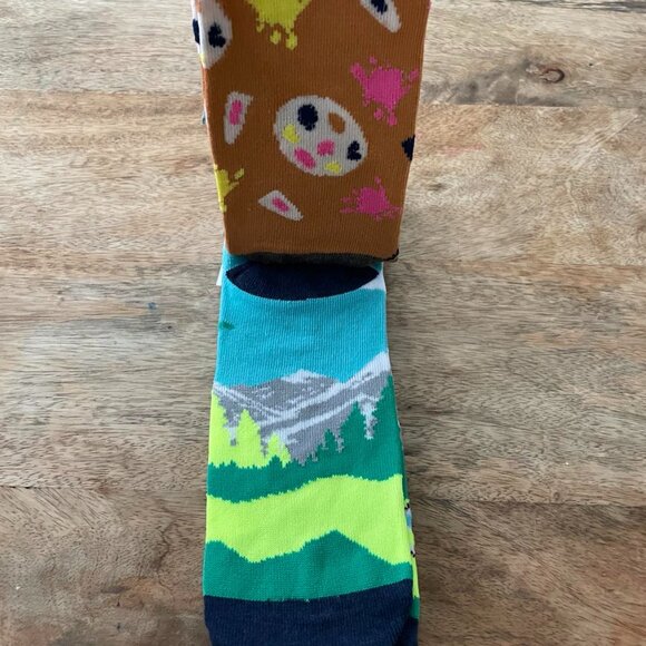 5/$20 NEW 2Pk Adult The Joy of Painting Bob Ross Socks - Picture 2 of 4